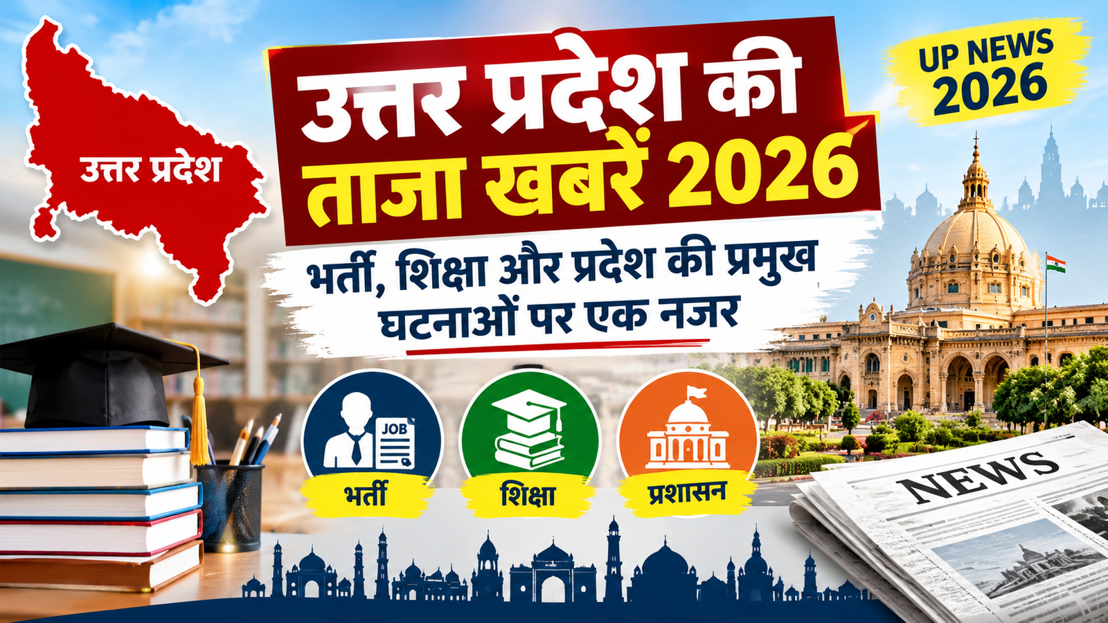 उत्तर प्रदेश की ताजा खबरें 2026: भर्ती, शिक्षा और प्रदेश की प्रमुख घटनाओं पर एक नजर